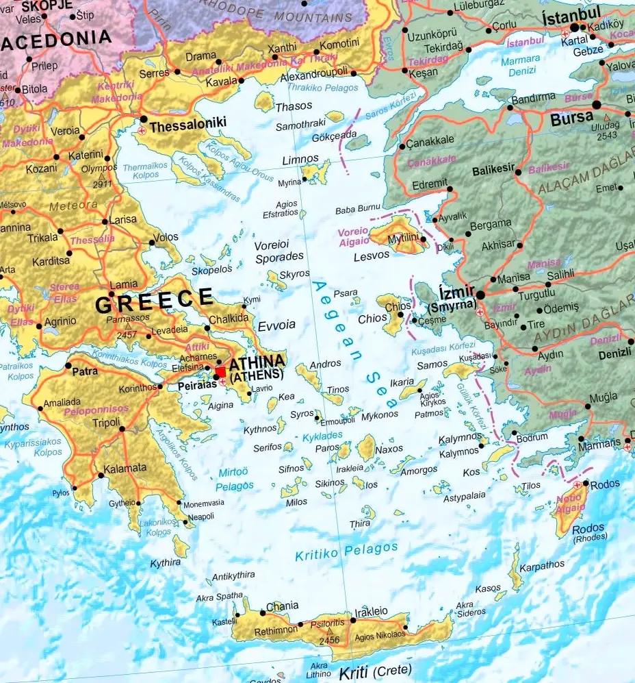 Map of the Aegean Sea.